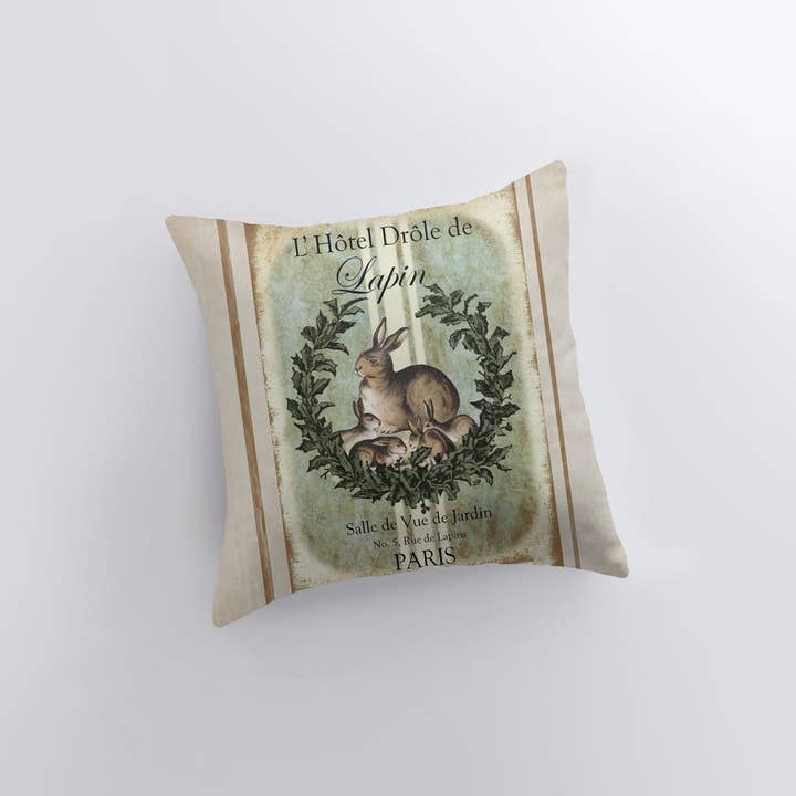 UniikPillows - Wholesale Throw Pillow Cover - Vintage French Rabbit Design Pillow Cover | Farmhouse Decor | Home Décor | Rabbit Art | Throw Pillows | Decorative Pillows | Room Decor2
