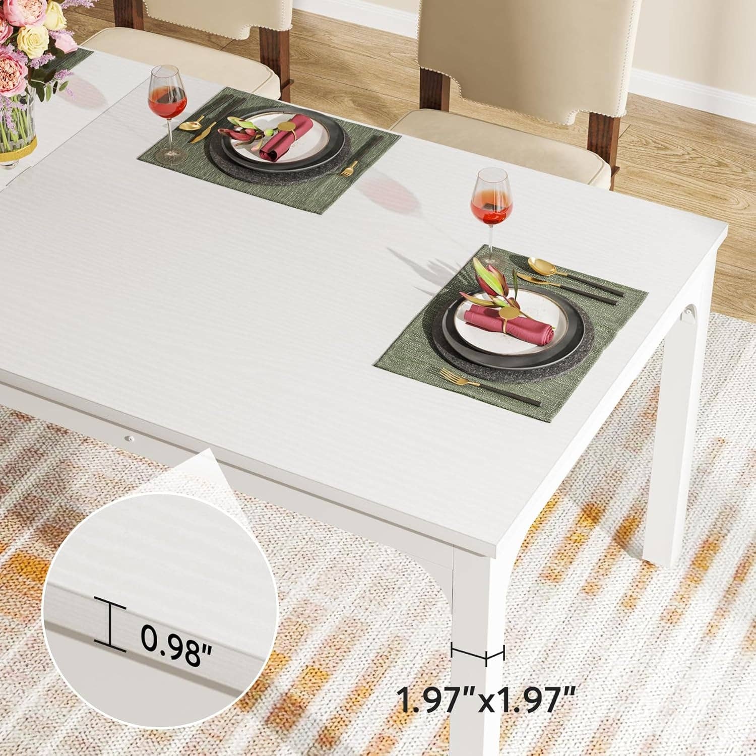 White 78-Inch Dining Table For 6-8, Rectangular Dining Room for wholesale on Faire4