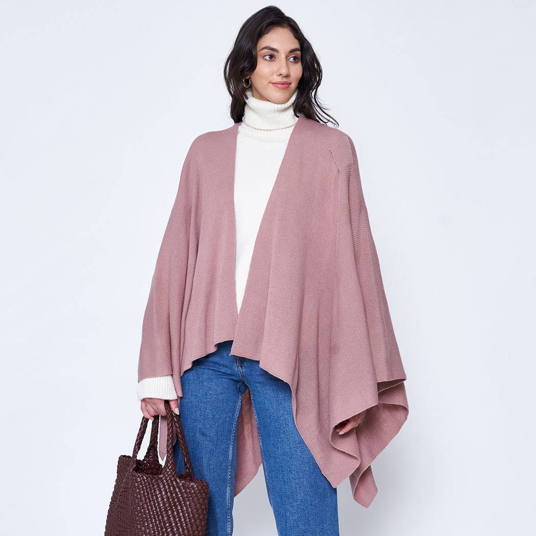 Fashion City - Wholesale Poncho - Women's - Solid Ruana with Shoulder Strap17
