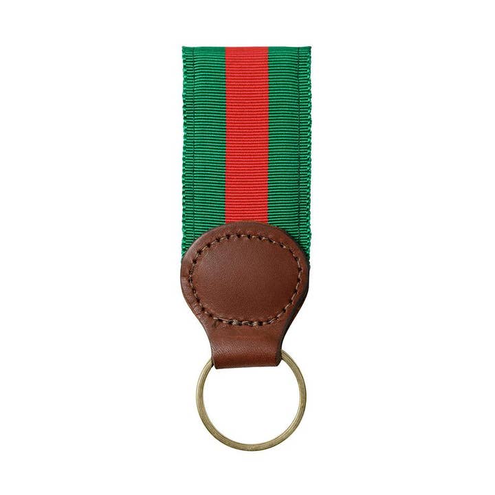Forest Green & Red Grosgrain Ribbon Key Fob for wholesale by Barrons-Hunter