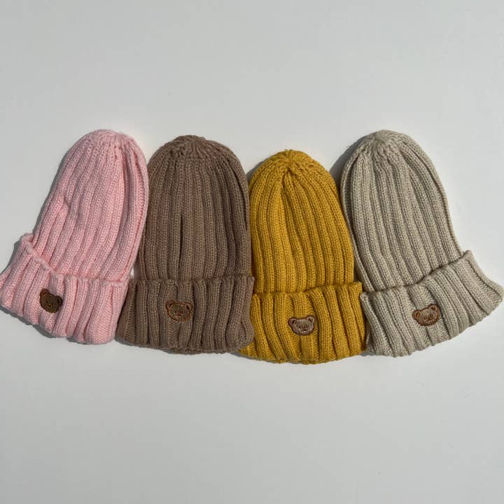 Kids bear ribbed beanie for wholesale by Wonder Dreams