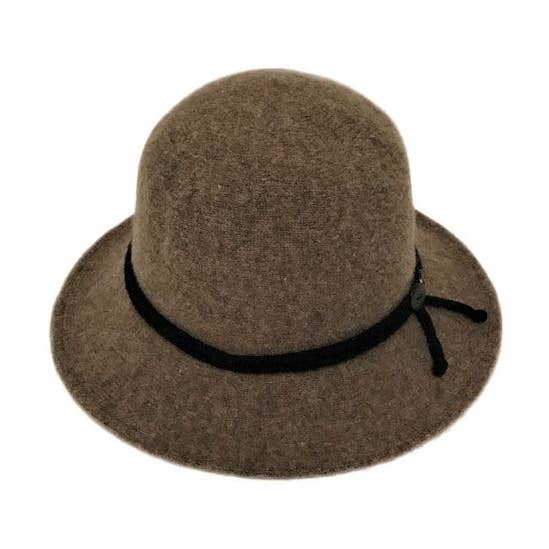 18S-1096 Boiled Wool Brim Hat with Tie And Buttons Accent for wholesale by Shihreen Inc