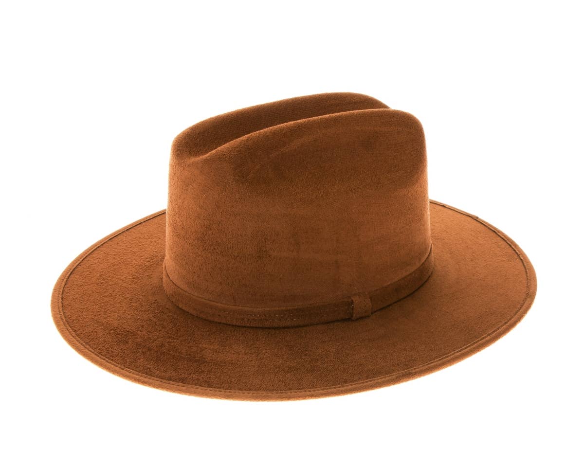 DNMC - Wholesale Fedora - Women's - Flat Brim Western Rancher Hat - Premium Vegan Suede0