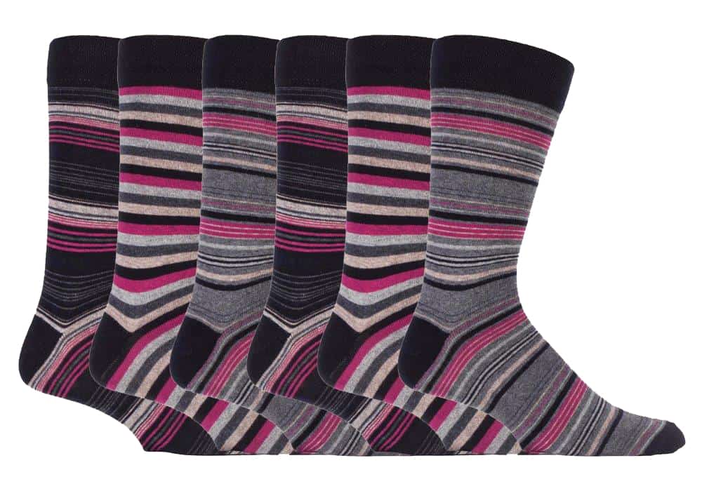 Pontivia Commerce – wholesale Socks – Men's – Mens 6 pack colourful striped patterned dress cotton socks12