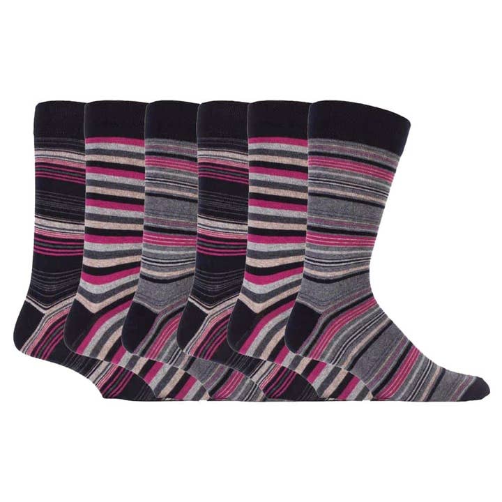 Pontivia Commerce – wholesale Socks – Men's – Mens 6 pack colourful striped patterned dress cotton socks12