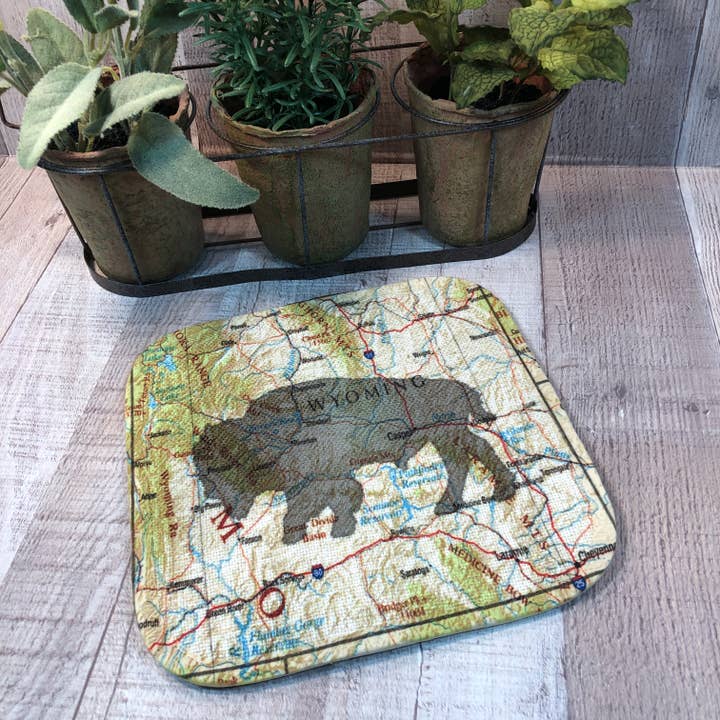 Wyoming Map with Bison Pot holder for wholesale by GP Originals