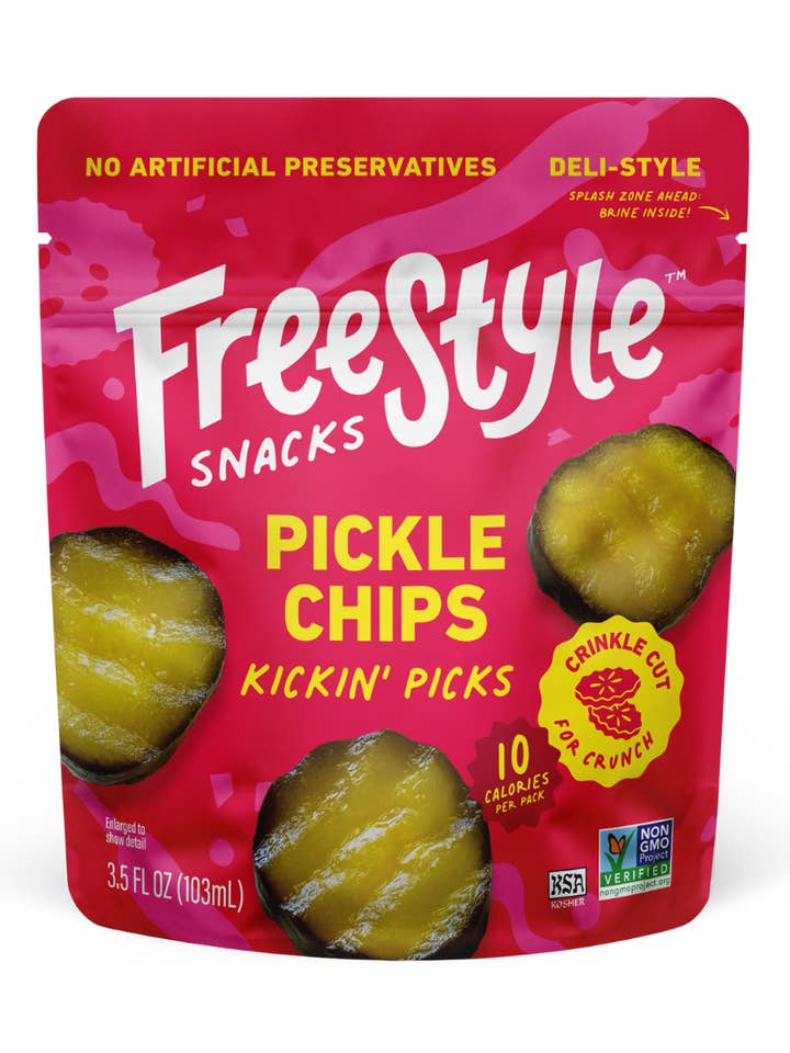 Kickin' Picks Pickle Chips (6 Pack) for wholesale by Freestyle Snacks