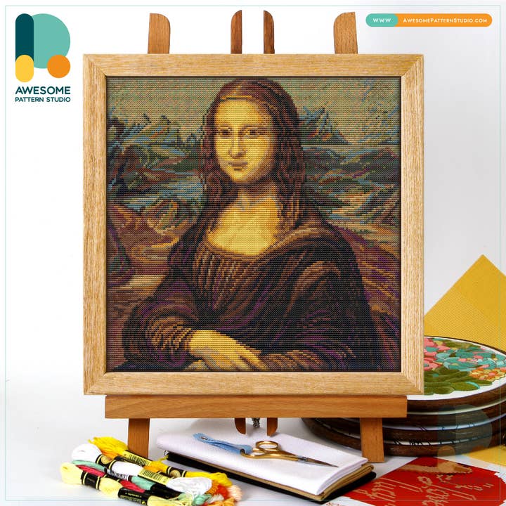 CS2214 La Joconde de Léonard de Vinci, kit de point de croix compté pour la vente par Awesome Pattern Studio