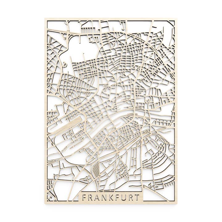 Wooden city map, Germany Frankfurt for wholesale by Papurino