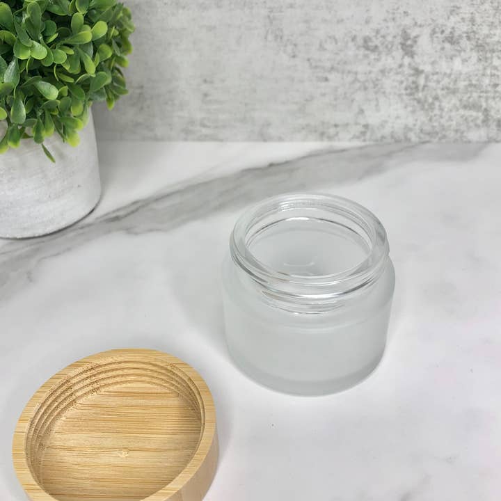 Hippotanicals - Wholesale Jar - Frosted Glass Jar with Bamboo Lid -100g/3.5 oz