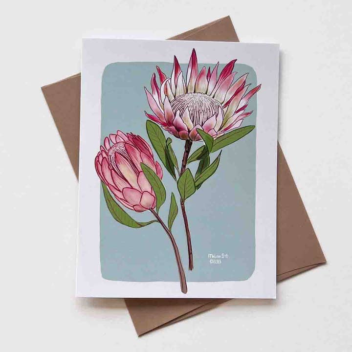 Biglietto di auguri Protea Flower per la vendita all'ingrosso da parte di True North Creations