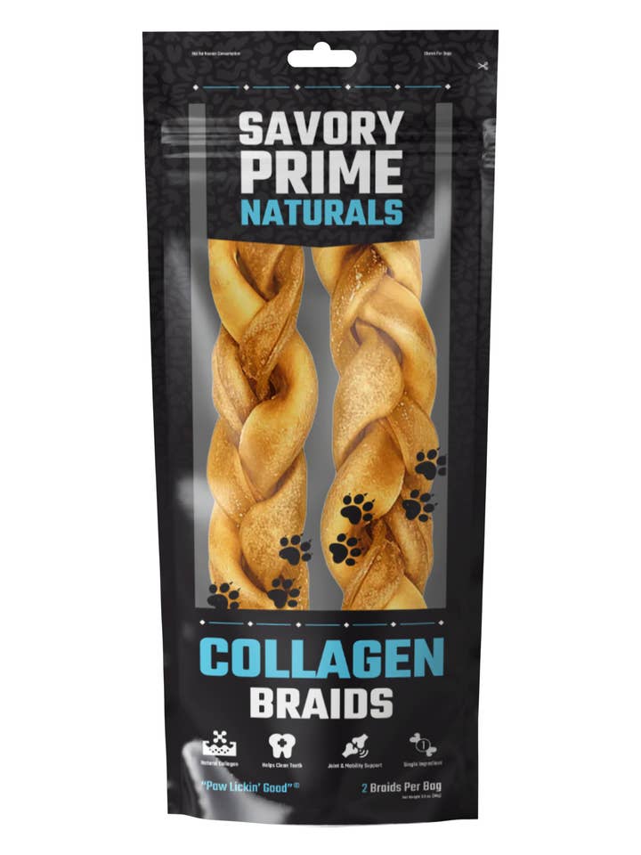 Trenzas de colágeno naturales 10" 2 uds para venta al por mayor de Savory Prime