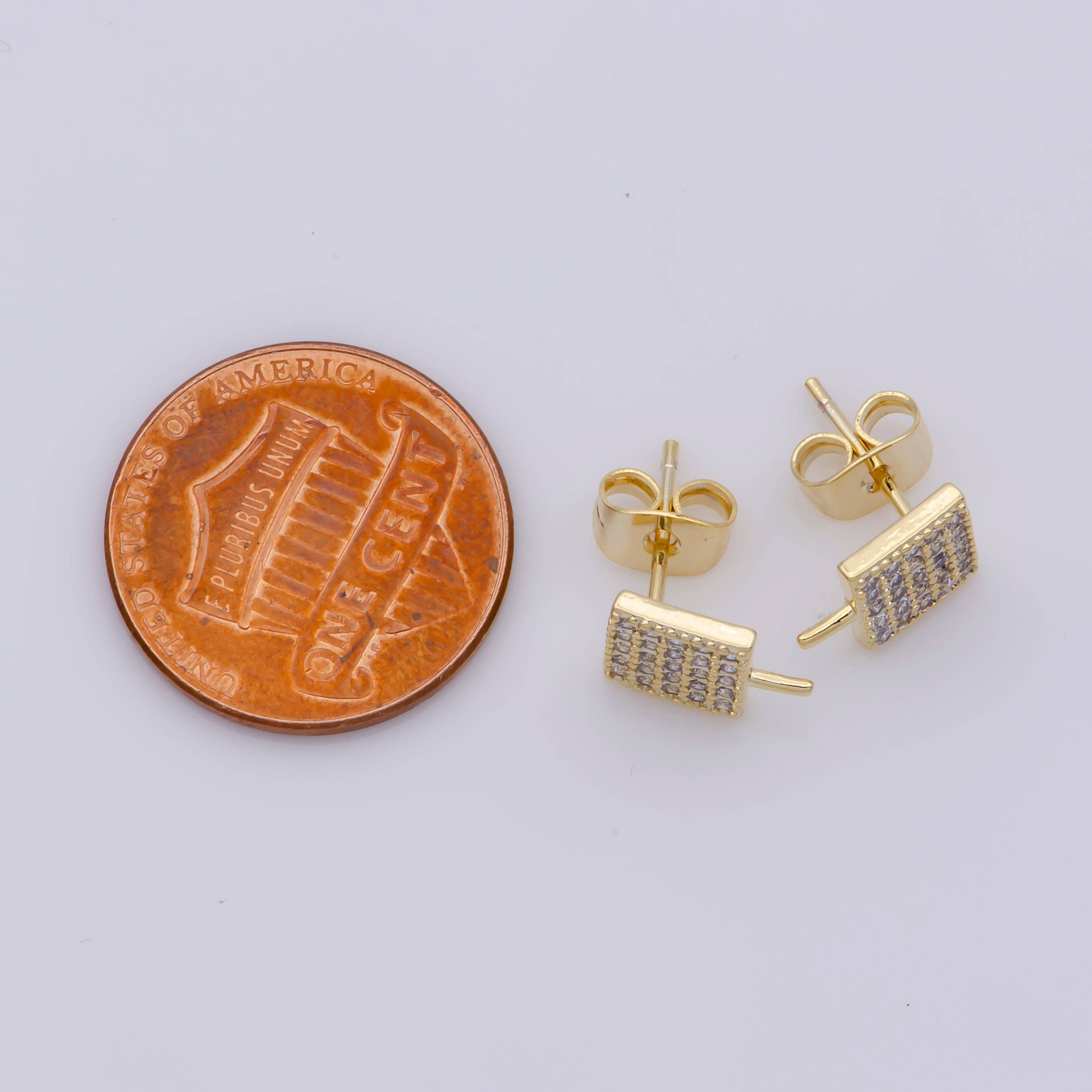 Aim Eternal - Wholesale Stud/Post Earrings - 24k Vermeil Gold Earrings, Tiny Stud Earring, Square Earring, Gift for Her, Earrings for Women, Everyday Wear Earrings, Cubic Zirconia Jewel, 2XSUPP-748/K-7482