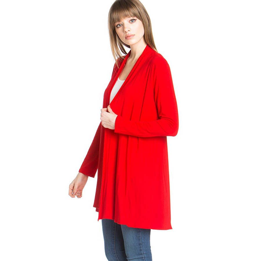 Azules Clothing - Venta al por mayor Cárdigan - Mujer - Cárdigan drapeado de manga larga con parte delantera abierta20