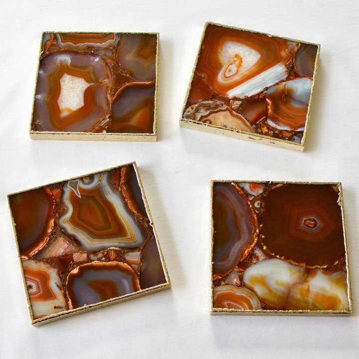 Red Agate - Set of 4 Large Square Coasters | Personalised Momentos and other Purchase Wholesale agate coasters. Free Returns & Net 60 Terms on Faire trending on Faire.