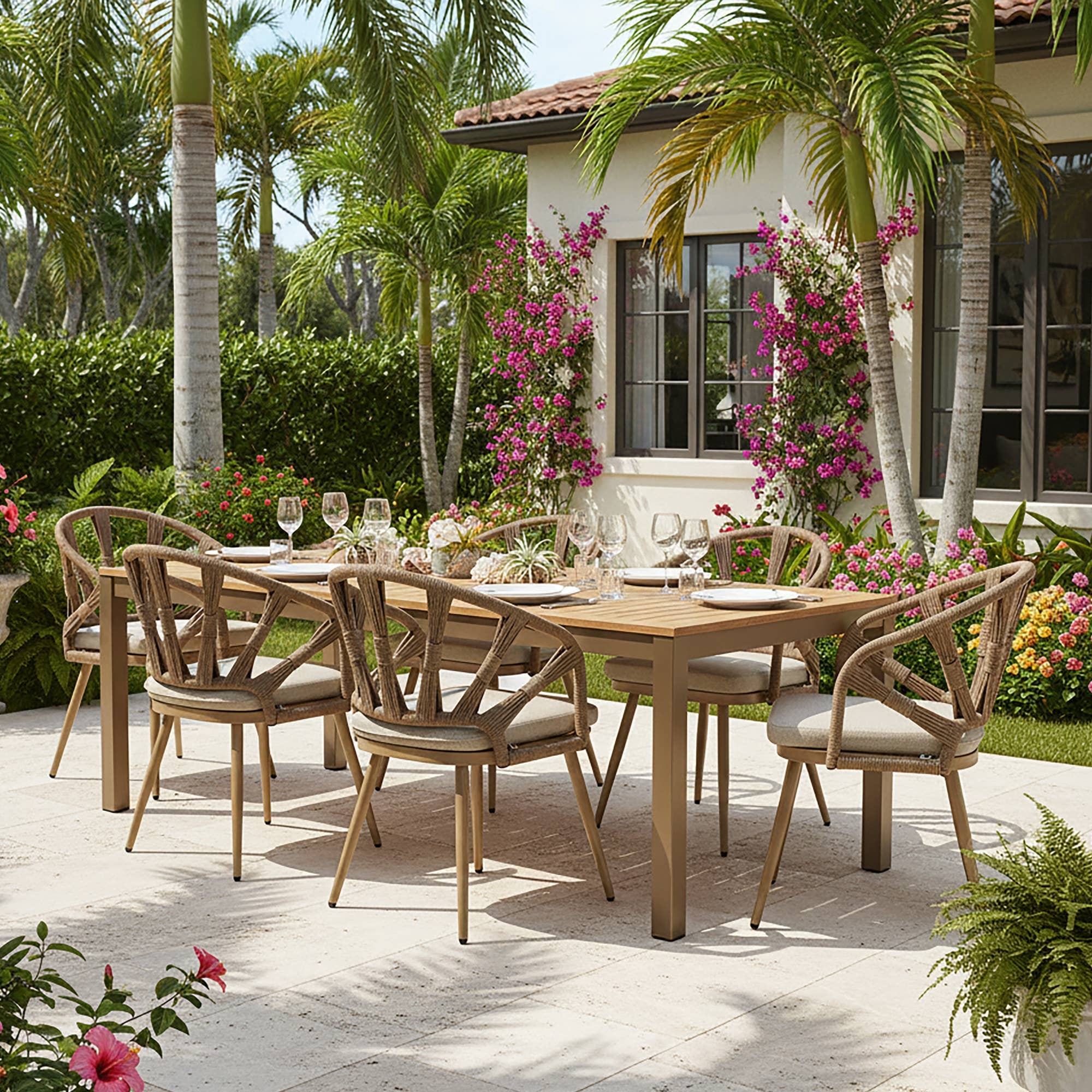 Glamour Home - Wholesale Patio Chair - Set of 2 Binda Brown Outdoor Dining Chair1