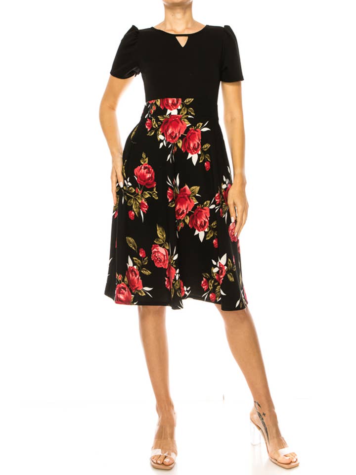 MOA COLLECTION - Wholesale Dress - Women's - Women's Knee-length Color Block Dress with Pockets