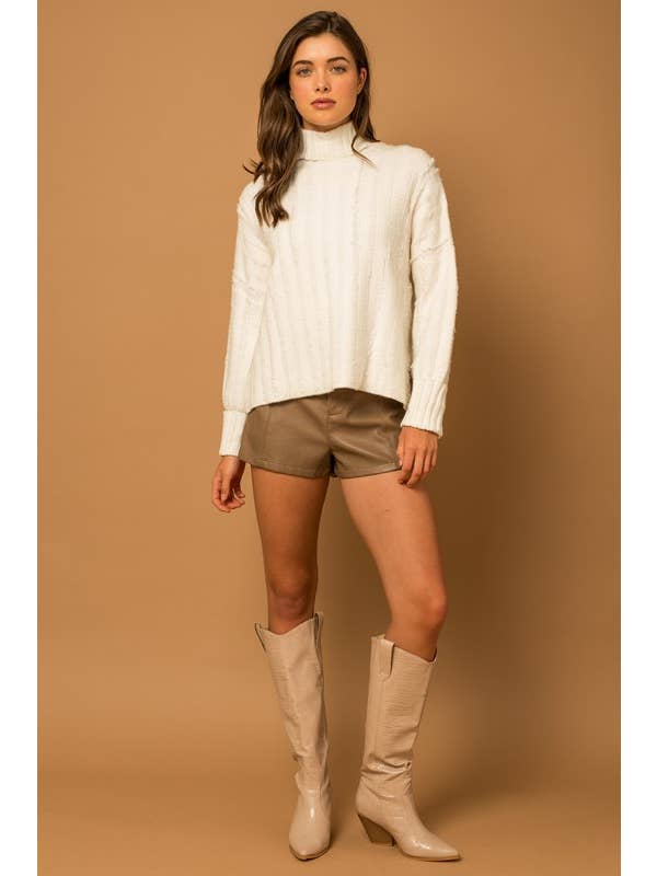 GILLI - Wholesale Knit Sweater - Women's - Textured Knit Turtleneck Sweater