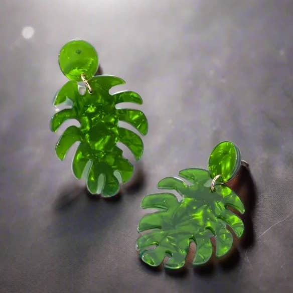 Ohrringe mit Blättern aus Acryl, modische, übertriebene Damenohrringe für den Großhandel von WoodWristCo