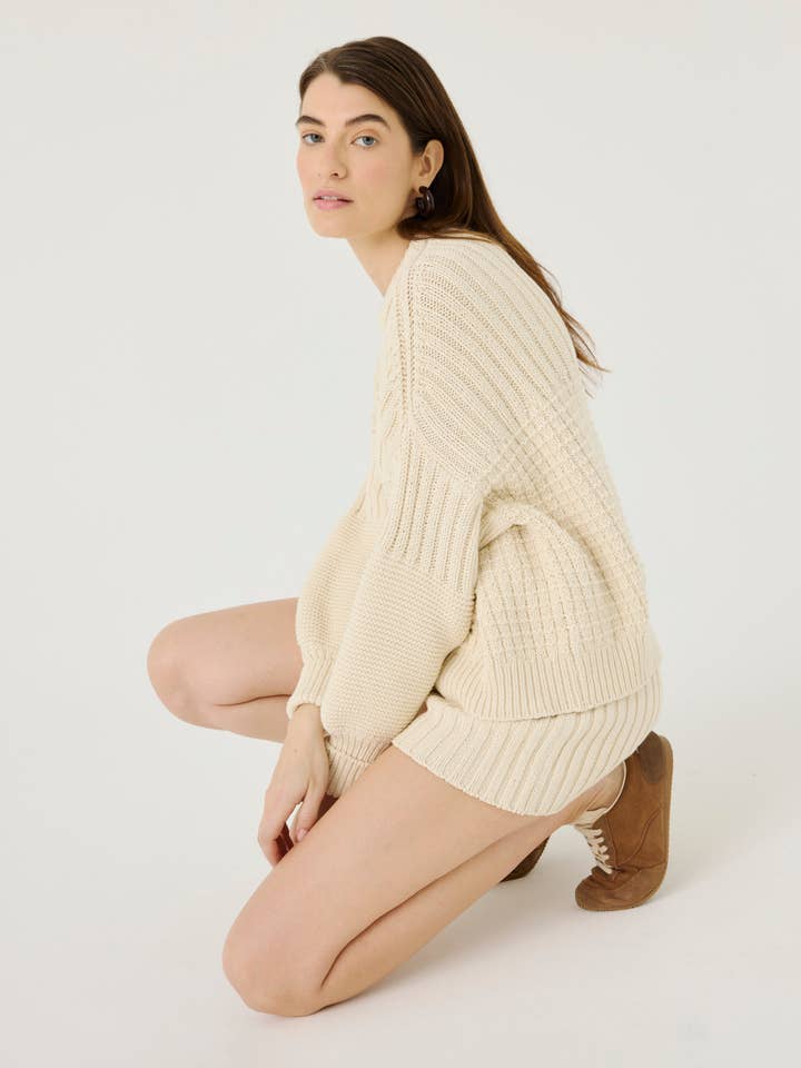 Delčia Sweater: 100% bomuld havresweater for engroshandel hos The Knotty Ones (US Duties Paid)