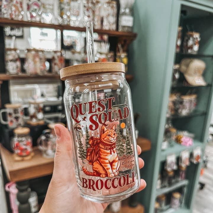 Quest Squad Glass Can Cup for wholesale by BidwellbyDesign