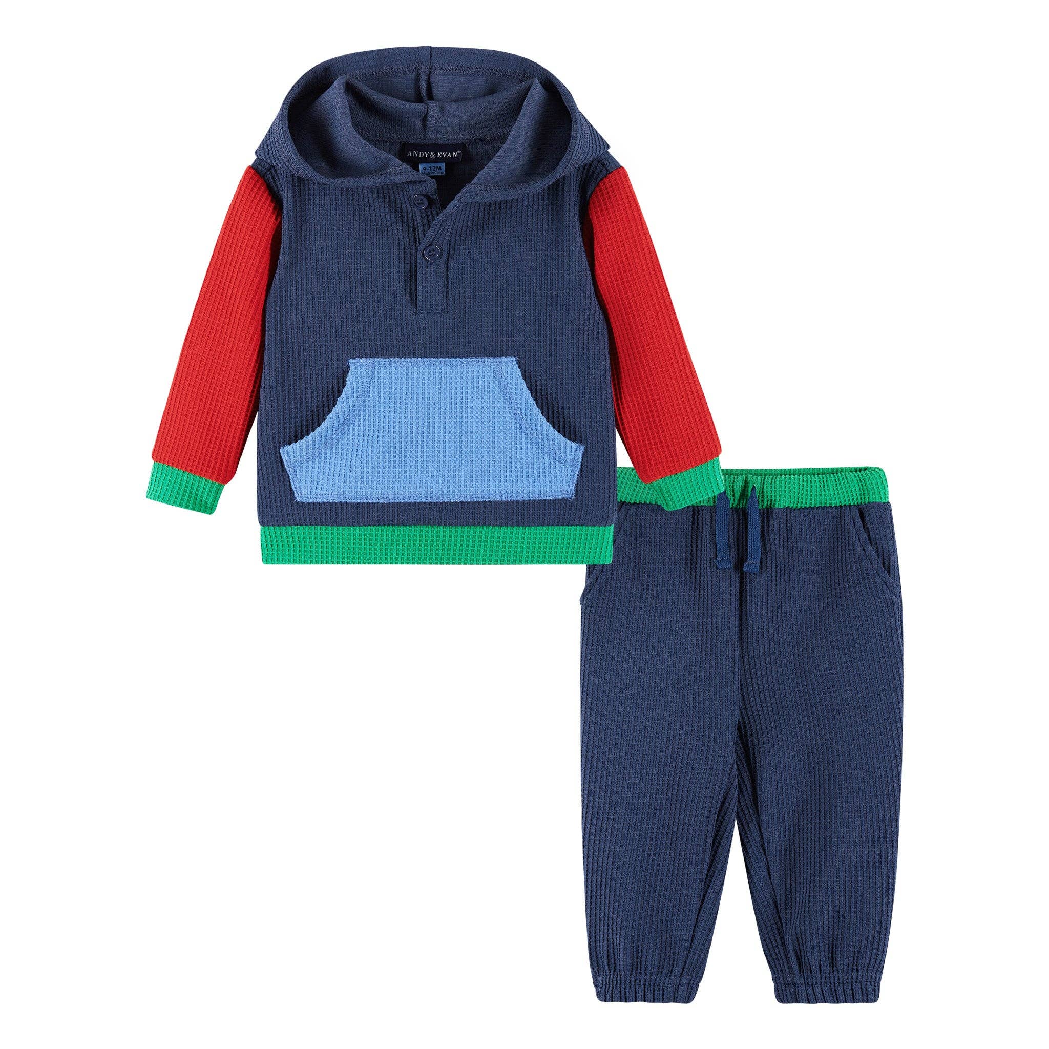 Marina Militare Set da salotto con cappuccio per neonati | Waffle blu navy in vendita all'ingrosso su Faire0