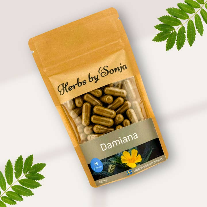 Damianaextrakt 400 mg – Stöd för humör och välmående i grossistförpackning för wholesale av Herbs By Sonja - Natural health supplements