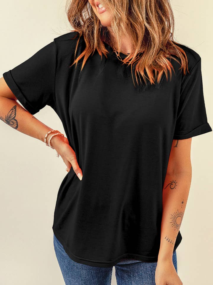 Casual Plain Crew Neck Tee for wholesale by PartyEight