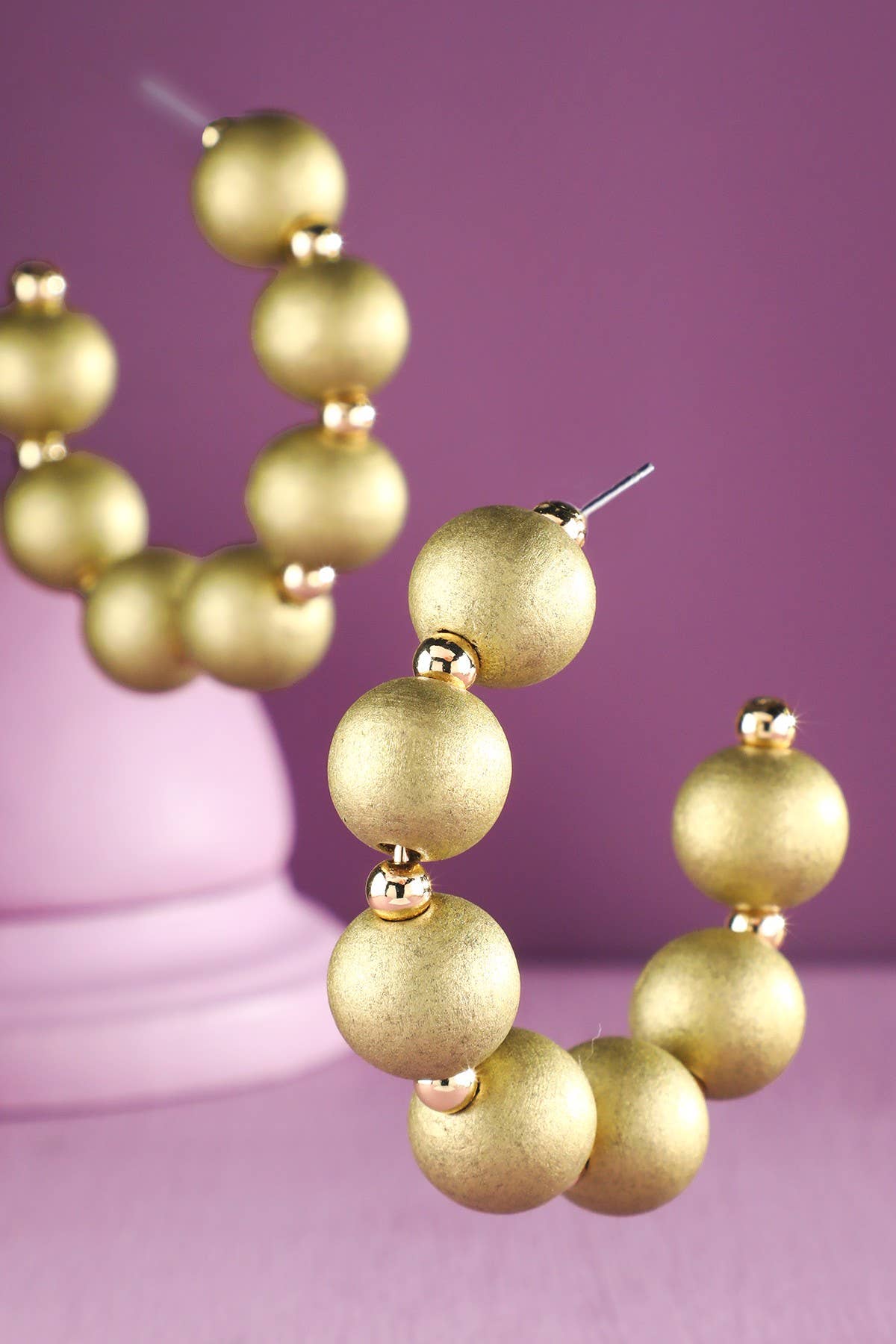 Urbanista - Wholesale Hoop Earrings - Beaded Open Hoop Earrings5