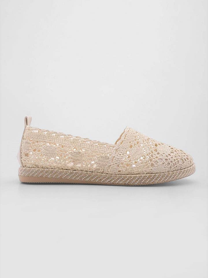 Beige Lerin Braided Lacy Espadrilles for wholesale on Faire2