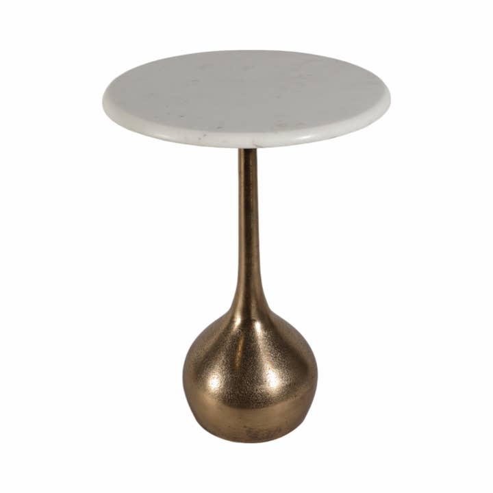 Sagebrook Home - Wholesale Side Table - White/Gold 20 in. Aluminum Marble Accent Table Ball Base