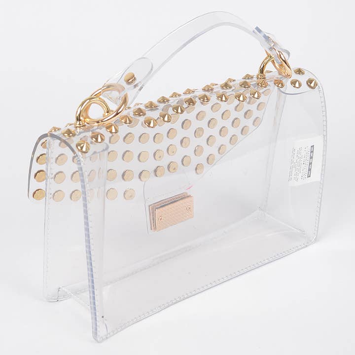 3AM BY H&D ACCESSORIES – wholesale Top handle bag – women's – Studded Transparent Top Handle Bag1