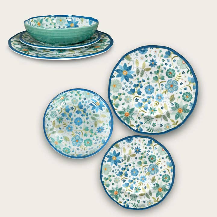 Blomsterkunst Blåtallerken i Melamin for engroshandel hos ARCA ITALY