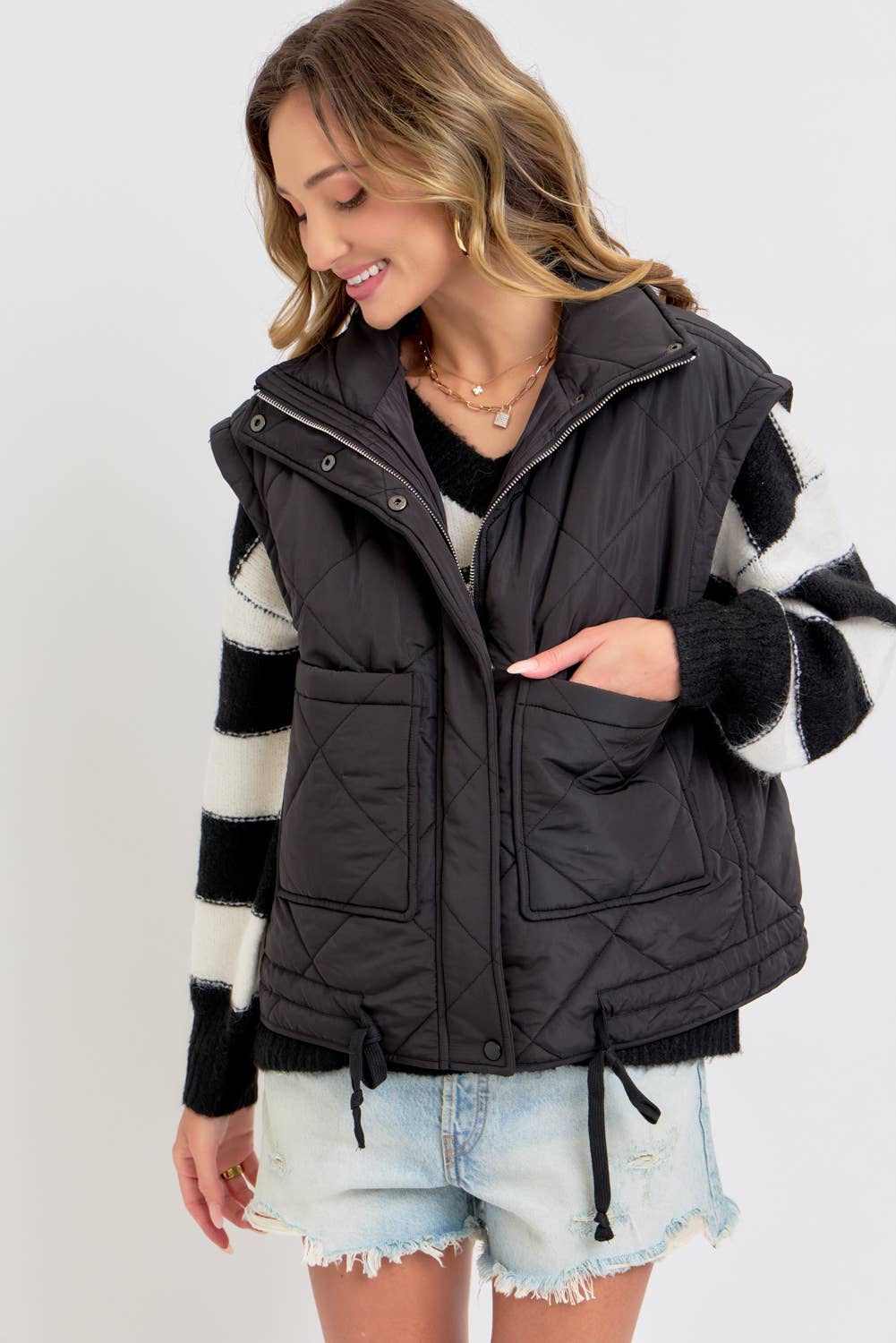 Sweet Lovely by Jen - Vendita all'ingrosso Gilè imbottito - Donna - GILET OVERSIZE IN PIUMINO TRAPUNTATO 12