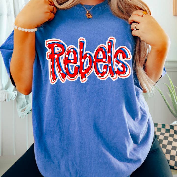 Ole Miss Rebels Polka Dots Graphic Tee Football Mississippi for wholesale by Gia Gifts Boutique
