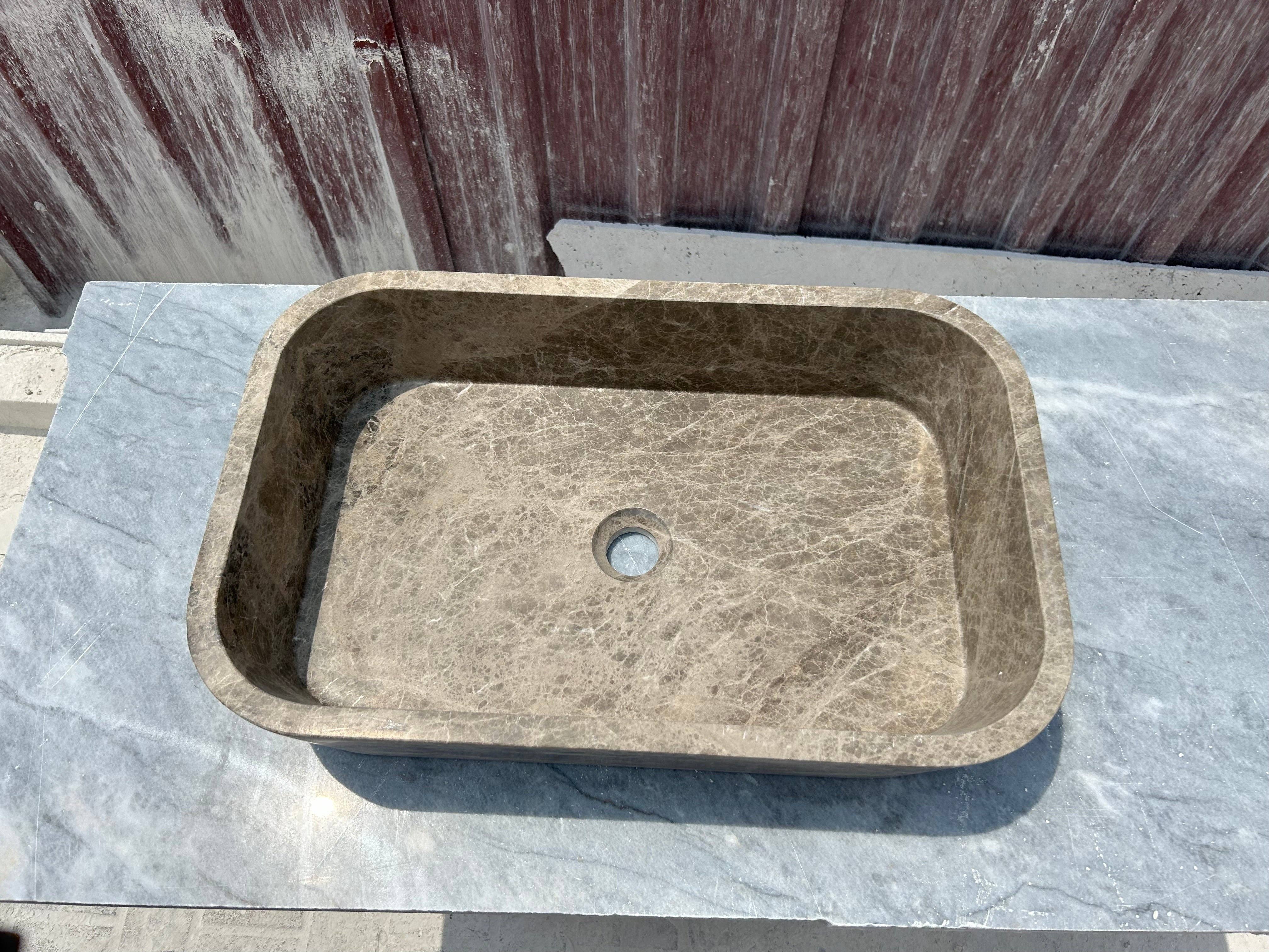 Arbon Marble – Großhandel Badezimmer-Zubehör-Sets – Braunes Marmorgefäß-Waschbecken, Dunkler Emperador Landhausküchenspüle, Marmorwaschbecken auf Badezimmer-Waschtisch7