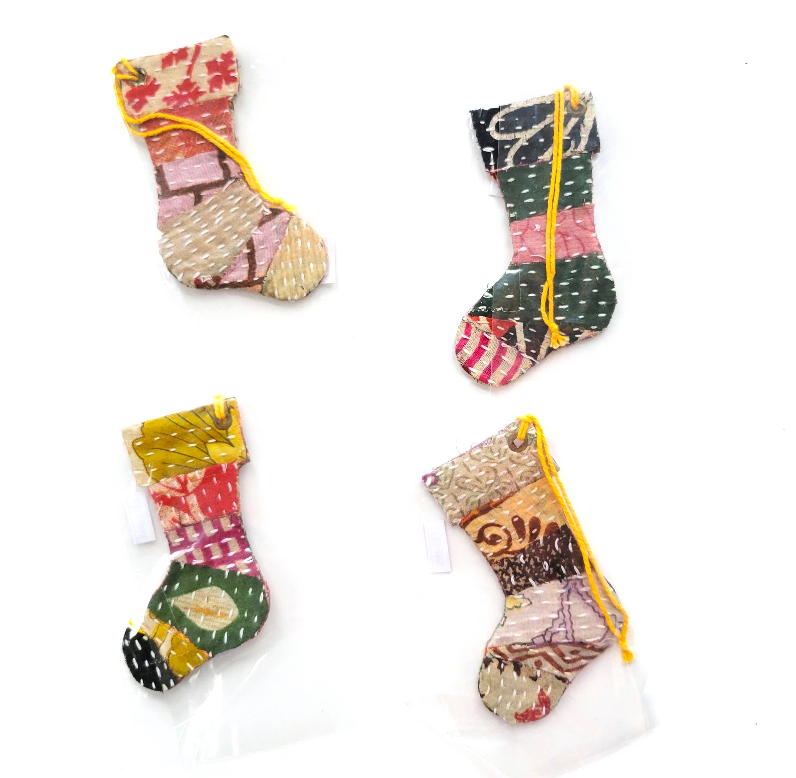 Eclectic Woodchuck - Wholesale Ornament - Recycled Sari Stocking Ornament2