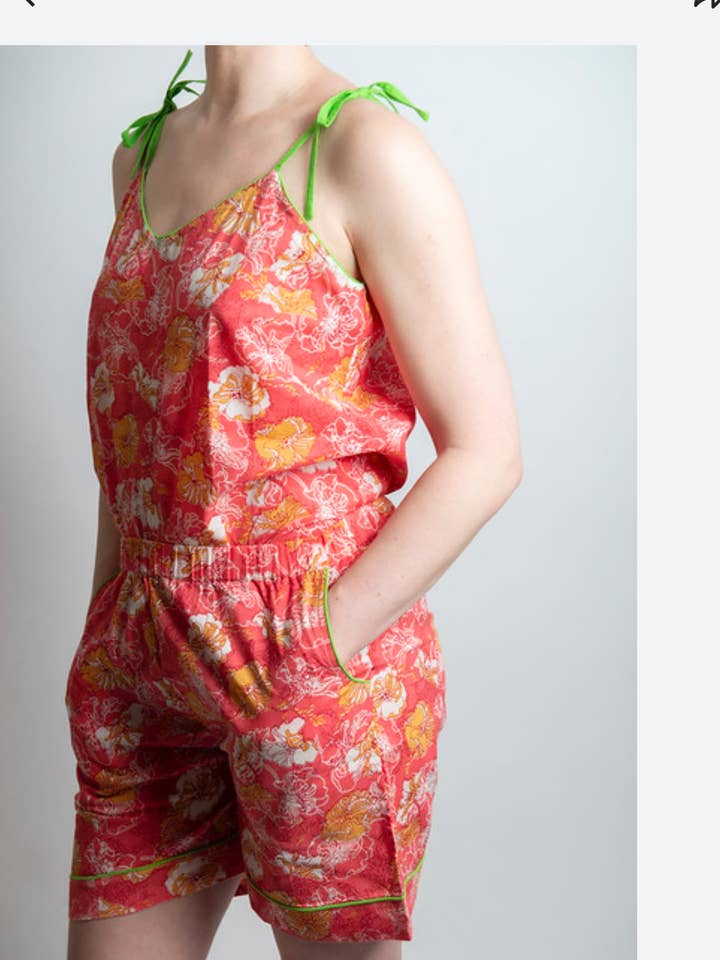 The Foujan Pure cotton cami set with matching boxer shorts. for wholesale by Loungewear by I am in pajamas