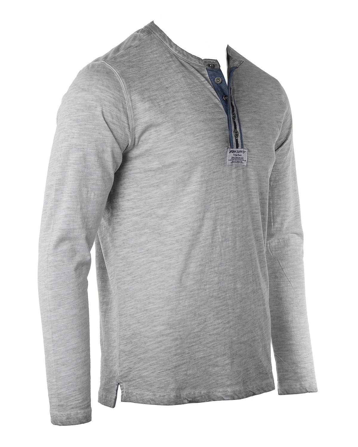 ZIMEGO - Wholesale T-Shirt - Men's - Men's Long Sleeve Crew Neck Vintage Henley T-Shirt - On Sale3