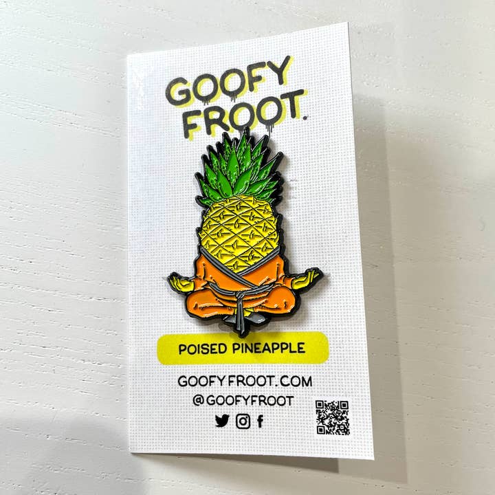 Poised Pinapple Enamel Pin for wholesale by Goofy Froot