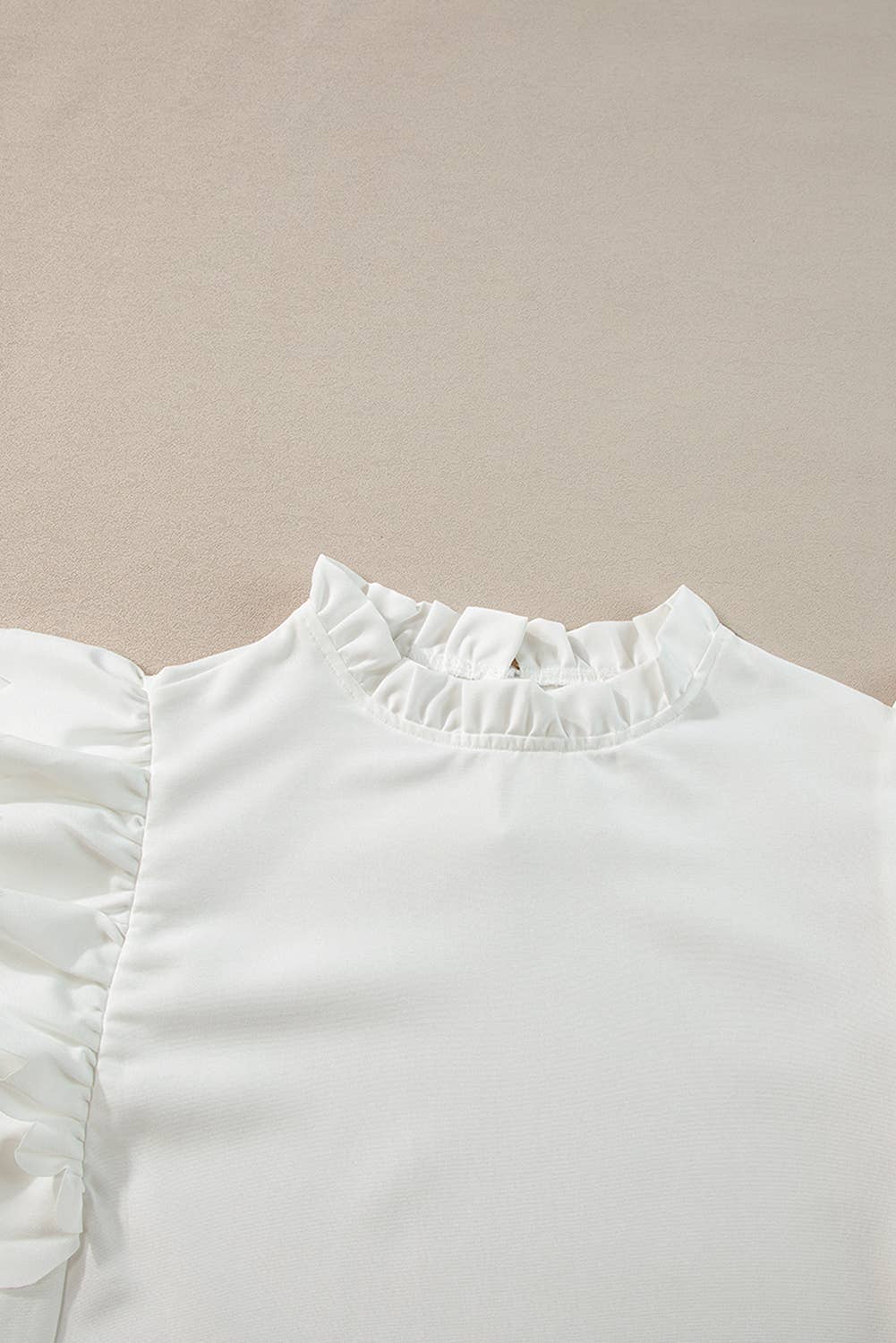 PartyEight - Vente Chemisier – femme - Haut à manches volantées et festonnées de couleur unie13