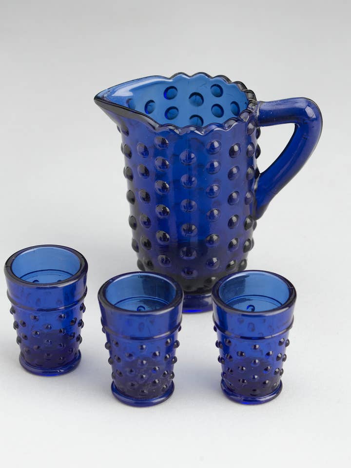 Blue Mini Hobnail Glass Water Set for wholesale by AA Importing