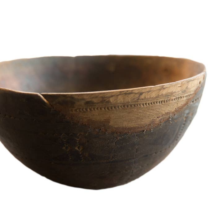 Tigela de madeira restaurada africana vintage por atacado de Old New House