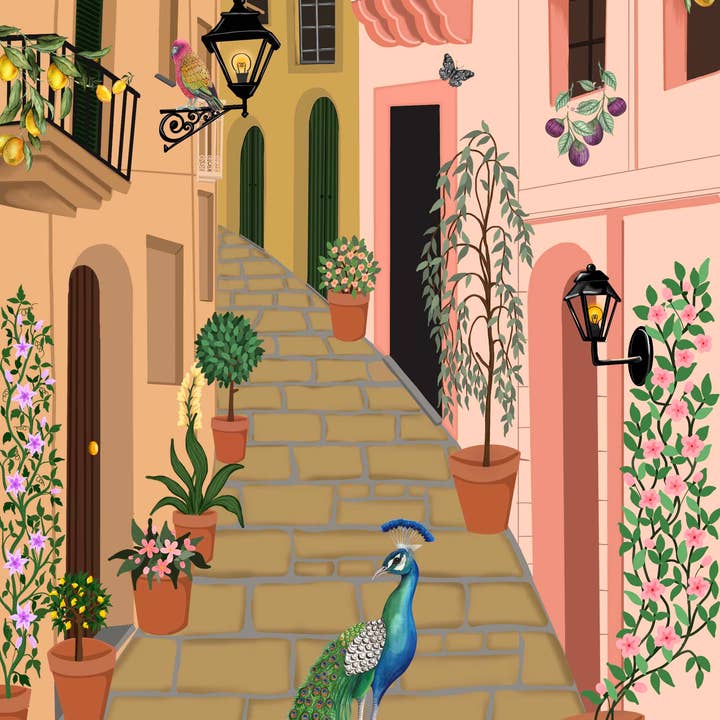 Melli Mello Art Mural Promenade dans la Rue des Fleurs pour la vente par Melli Mello