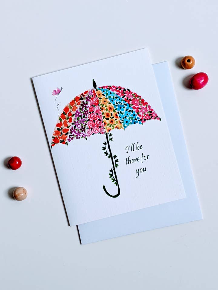 Bloemenparaplu Wenskaart| Gelegenheid| Bloemenkaart voor wholesale door Artcolorworks