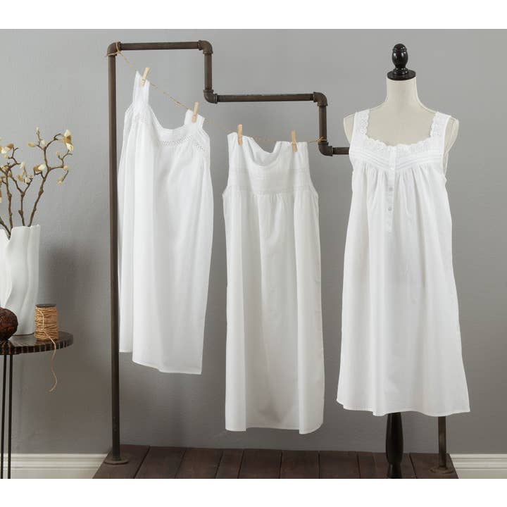 White Embroidered Nightgown - Sleeveless Design for wholesale on Faire1