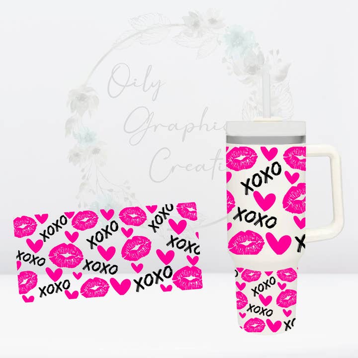 XOXO Lips-40oz UV DTF Tumbler Wrap for wholesale by Oily Graphic Creations