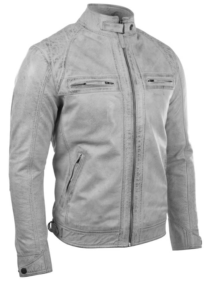 Aviatrix – Großhandel Lederjacke – Herren – 44T9 Bikerjacke für Herren - Dirty White