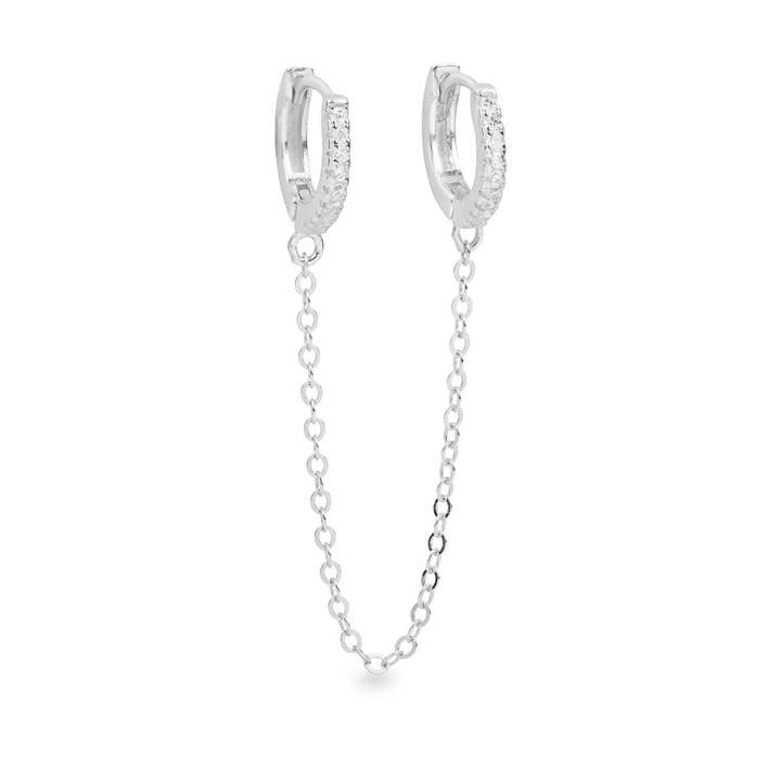Manette dual piercing white gold plated huggie hoop earring for wholesale by Helix & Conch