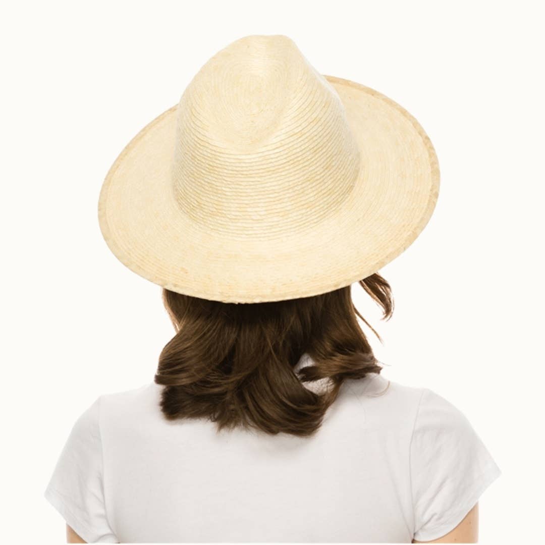 Olive & Pique - Wholesale Straw Hat - Women's - Palm Leaf Flat Brim Panama Straw Hat, UPF 50+7